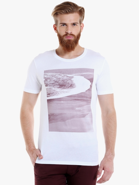 

White Printed Slim Fit Round Neck T-Shirt