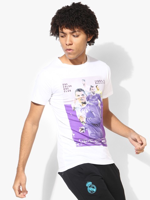

Real Madrid Men White Printed Round Neck T-shirt