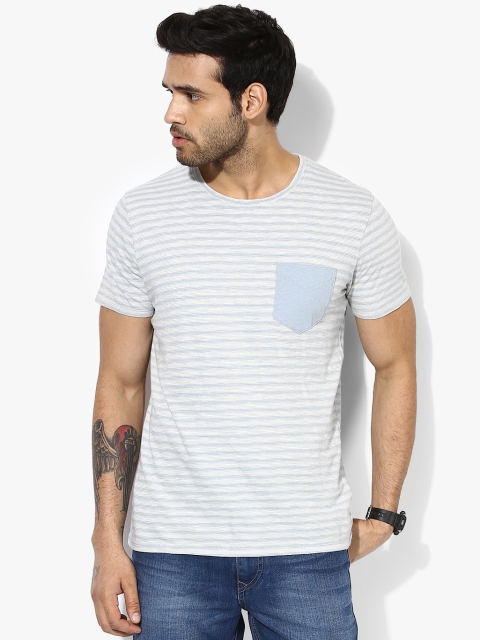 

Blue Striped Slim Fit Round Neck T-Shirt