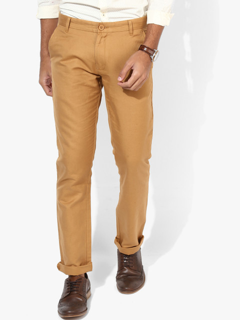 

Khaki Solid Slim Fit Chinos