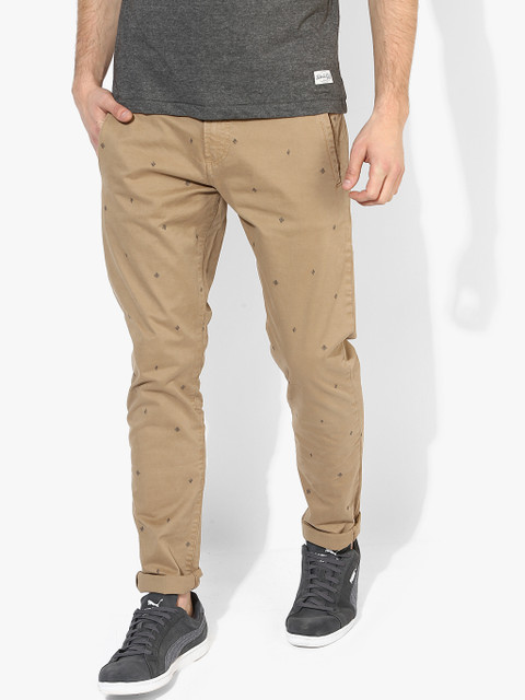 

Khaki Printed Regular Fit Chinos