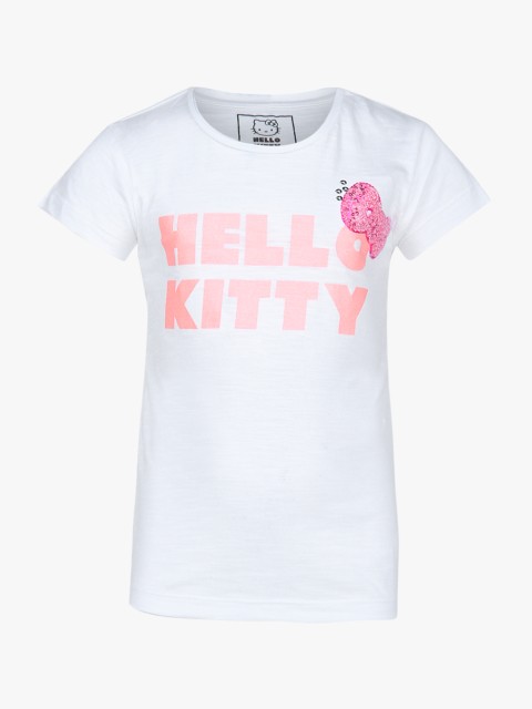 

Kids Ville Girls White Hello Kitty Printed T-Shirt