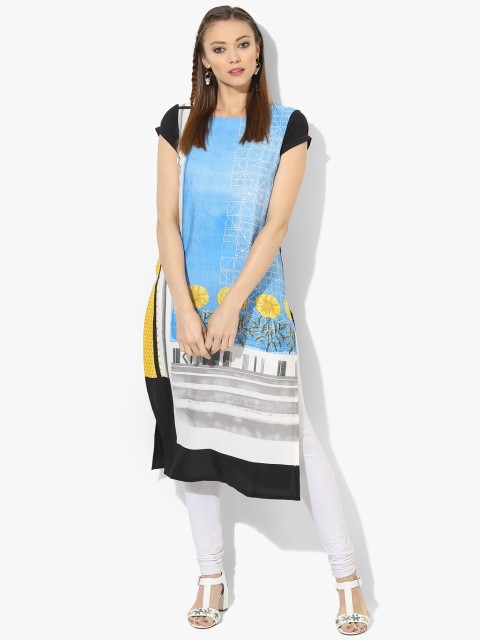 

W Women Multicoloured Printed Straight Kurta, Multi