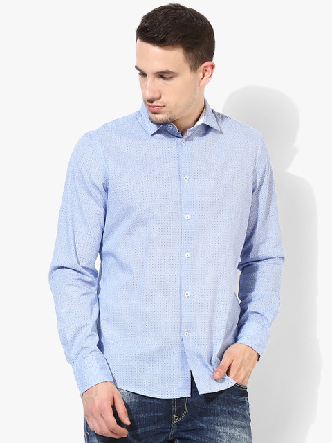 

Blue Printed Regular Fit Casual Shirt