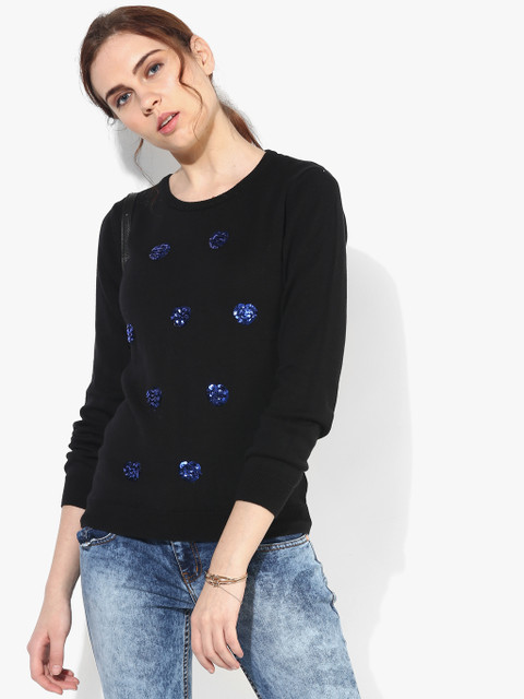 

Honey by Pantaloons Women Black Sequined Pullover Sweater