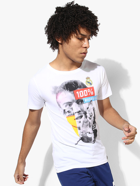 

Real Madrid White Printed Round Neck T-Shirt