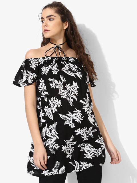 

Black Floral Print Tunic