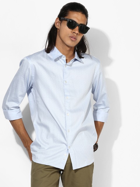 

Light Blue Printed Slim Fit Casual Shirt