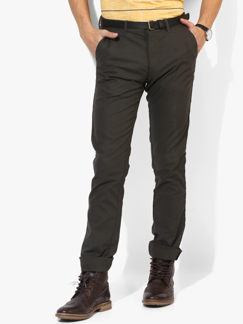 

Dark Grey Textured Slim Fit Chinos