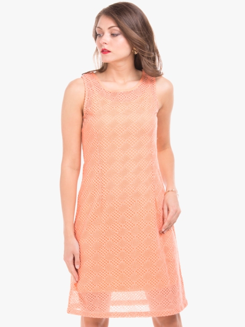 

ELLE Women Peach-Coloured Solid Bodycon Dress