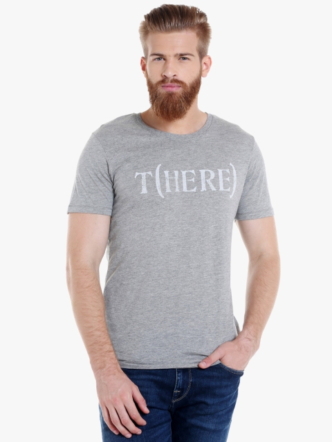 

Grey Printed Slim Fit Round Neck T-Shirt
