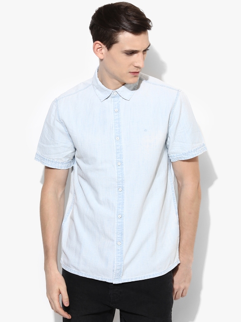 

Light Blue Washed Slim Fit Denim Shirt