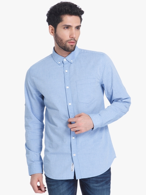 

Blue Striped Regular Fit Casual Shirt