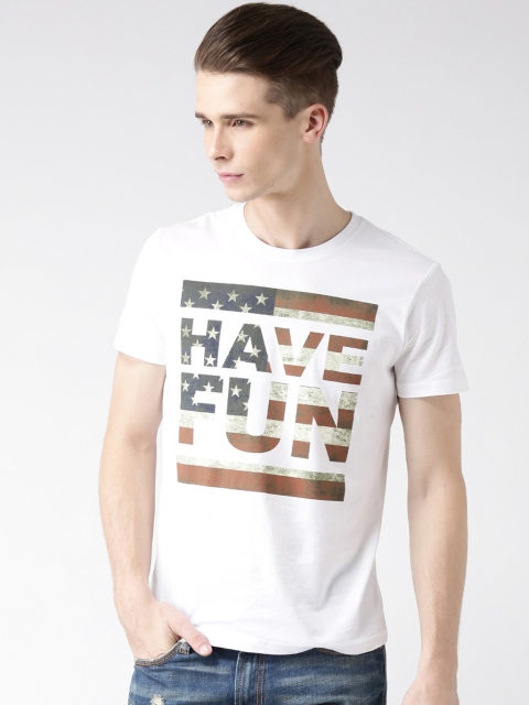 

Metersbonwe White Regular Fit Round Neck T-Shirt