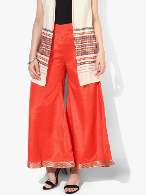 

Fusion Beats Women Orange Wide Leg Solid Palazzos