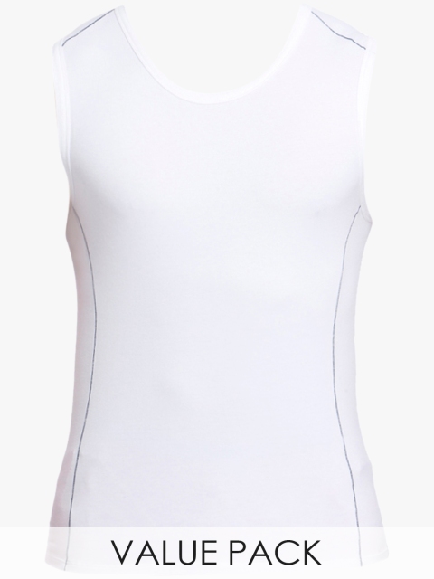 

Pack Of 2 Multicoloured Solid Round Neck Vests, Multi