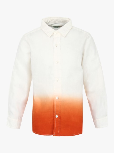 

United Colors of Benetton Boys Off White & Orange Ombre Dyed Casual Shirt