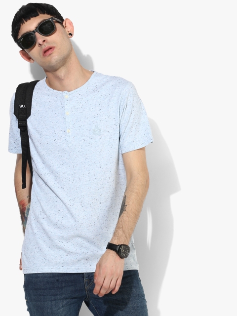 

Light Blue Textured Regular Fit Henley T-Shirt