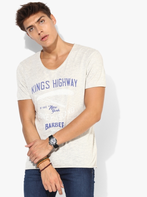 

Off White Printed Regular Fit Round Neck T-Shirt
