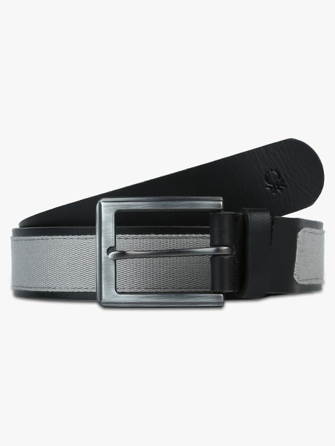 

United Colors of Benetton Grey Leather/Canvas Belt