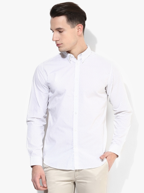 

White Printed Slim Fit Casual Shirt