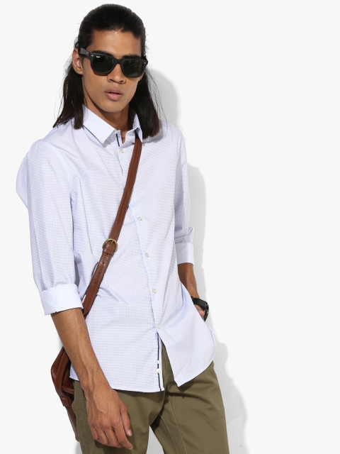 

Light Blue Checked Slim Fit Casual Shirt