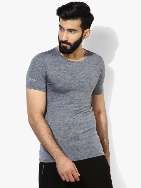 

Grey Textured Slim Fit Round Neck T-Shirt