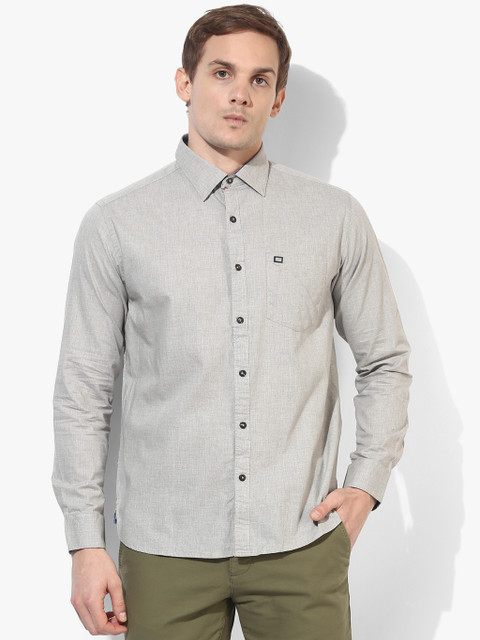

Grey Textured Slim Fit Casual Shirt