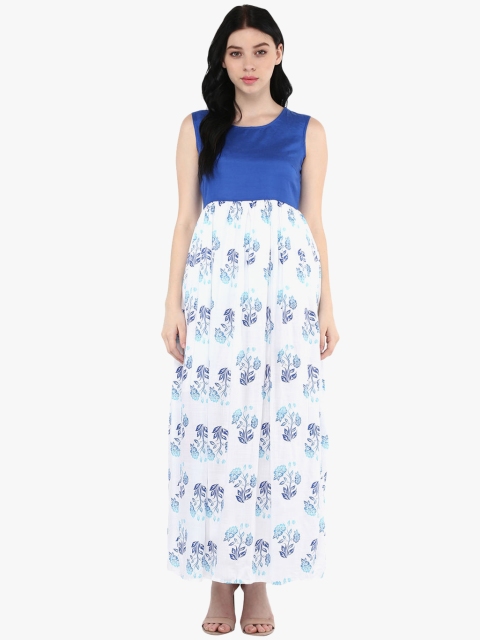 

AKKRITI BY PANTALOONS Women White Printed Fit & Flare Maxi Dress