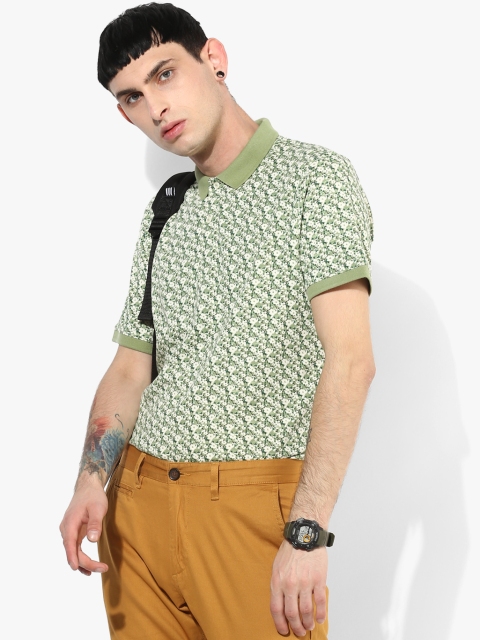 

Green Printed Slim Fit Polo T-Shirt