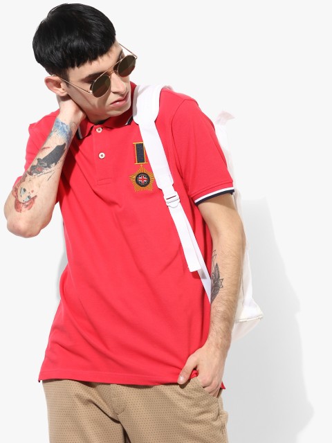 

Red Solid Slim Fit Polo T-Shirt