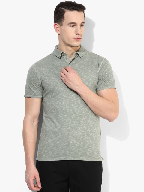 Olive Solid Slim Fit Polo T-Shirt