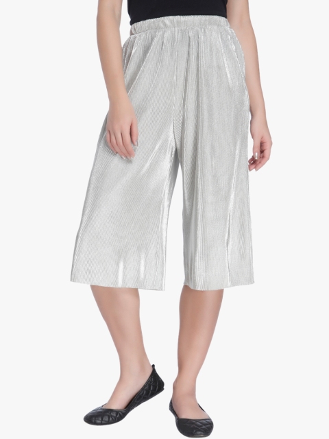 

Grey Striped Loose Fit Culottes