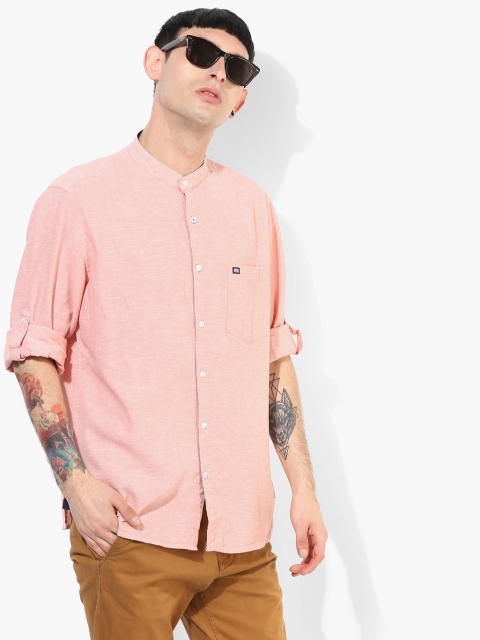 

Peach Textured Regular Fit Casual Shirt