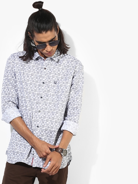 

Grey Printed Slim Fit Casual Shirt
