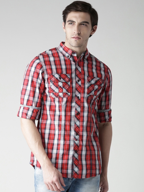 

Tokyo Laundry Red Regular Fit Checked Casual Shirt