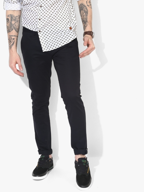 

Navy Blue Solid Slim Fit Chinos