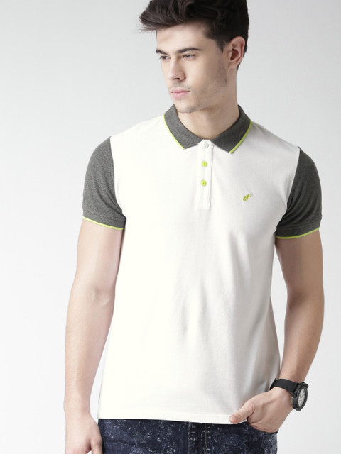 

Metersbonwe Men White Striped Polo Collar T-shirt