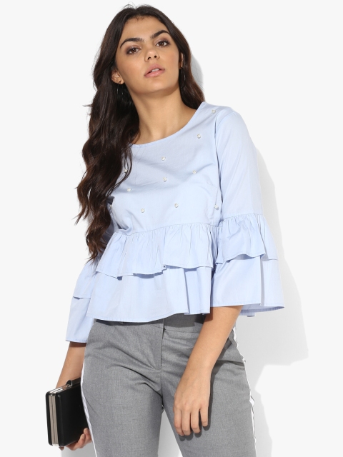

Light Blue Embellished Blouse