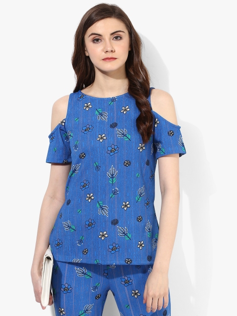 

Global Desi Women Blue Printed Top