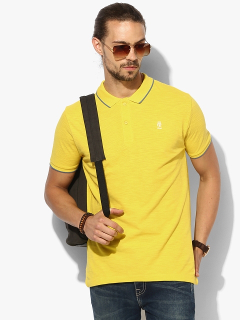 

Yellow Textured Regular Fit Polo T-Shirt