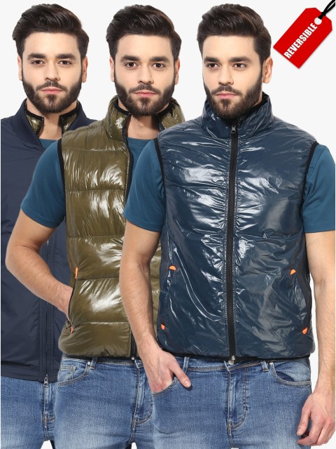 

United Colors of Benetton Men Pack Of 2 Navy Blue Solid Padded Jackets