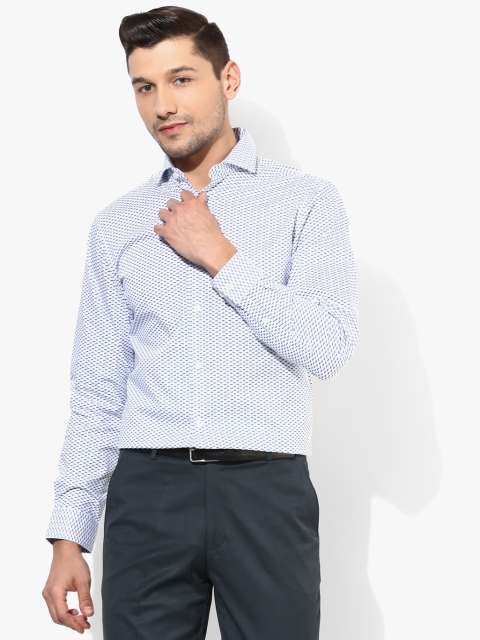 

White Printed Regular Fit Formal Shirt