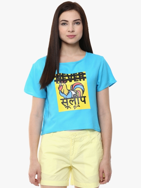 

AKKRITI BY PANTALOONS Blue Printed Tops