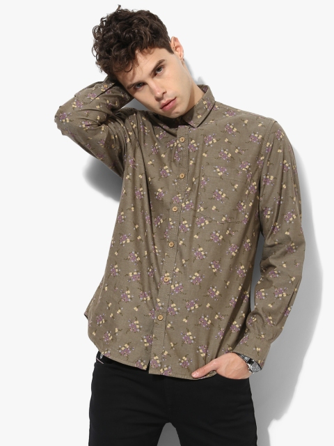 

Brown Printed Trim Fit Casual Shirt