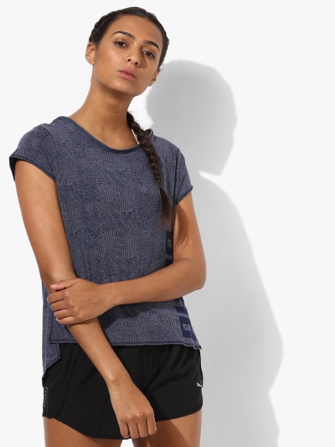 Puma Women Navy Blue Printed Styled Back Top