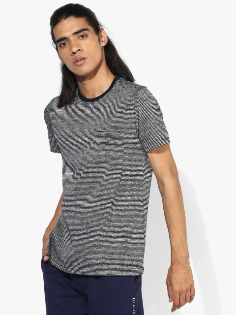 

Dark Grey Striped Regular Fit Round Neck T-Shirt