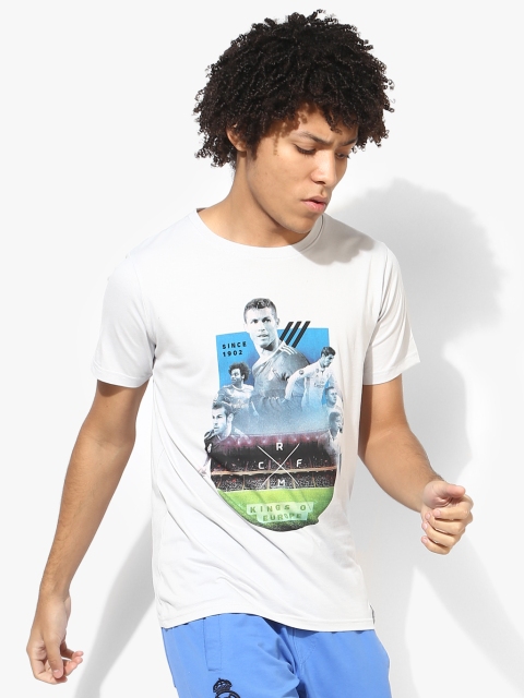 

Real Madrid Men White Printed Round Neck T-shirt