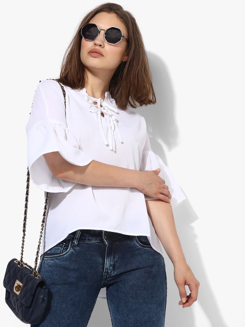 

Annabelle by Pantaloons Women White Solid High-Low Top