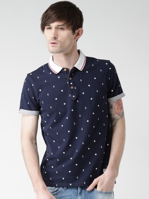 Metersbonwe Navy Blue Regular Fit Polo T-Shirt